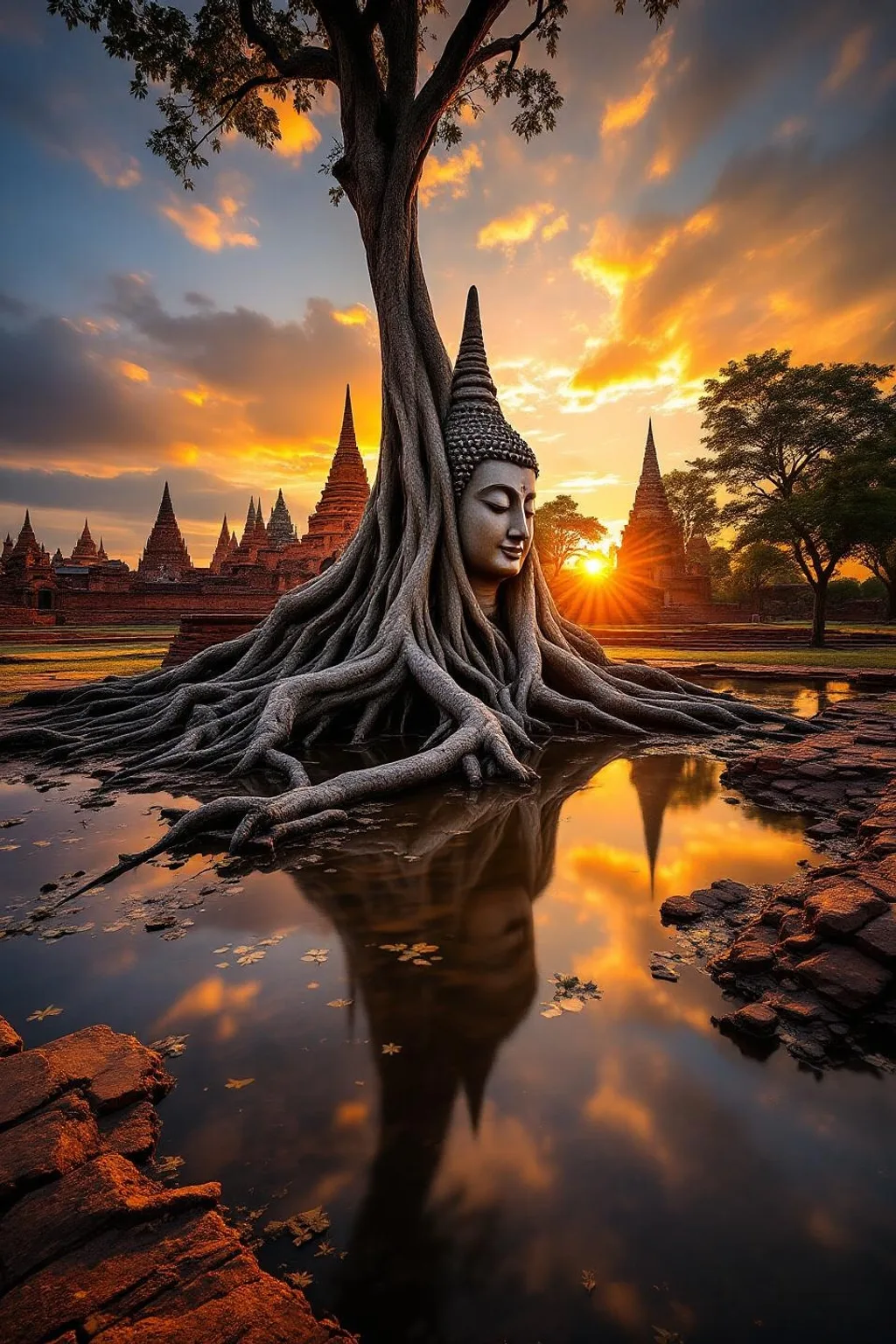 Landschaft und Sehenswuerdigkeiten in Ayutthaya, Thailand
