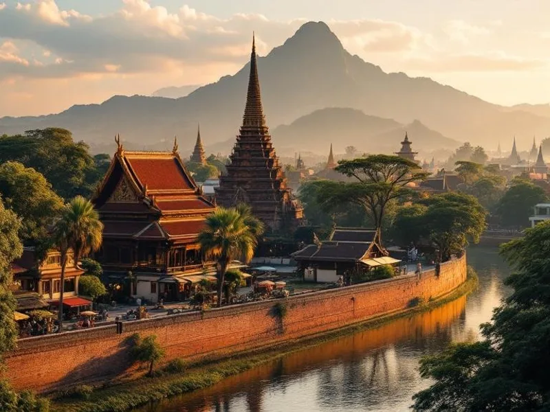 Chiang Mai temple at sunset